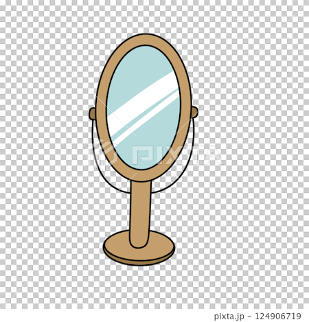A wooden mirror with a handle A wooden mirror with a handle 124906719