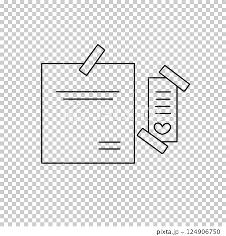 A piece of paper with a heart on it and a piece of tape A piece of paper with a heart on it and a piece of tape 124906750