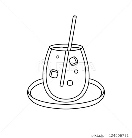 A glass of iced tea with a straw in it 124906751