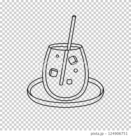 A glass of iced tea with a straw in it 124906751
