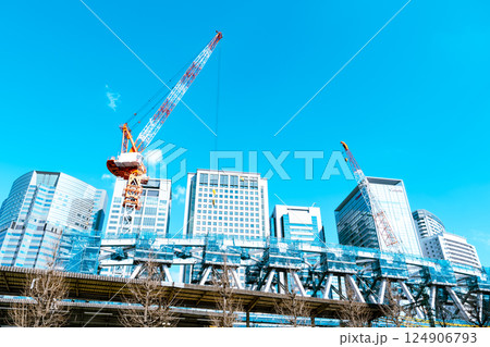 橋りょう架け替え工事中の東京の風景 京急品川駅 2025.03 c-4 ライトカラー 橋りょう架け替え工事中の東京の風景 京急品川駅 2025.03 c-4 ライトカラー 124906793