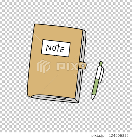 A notebook with a pen on top of it A notebook with a pen on top of it 124906833