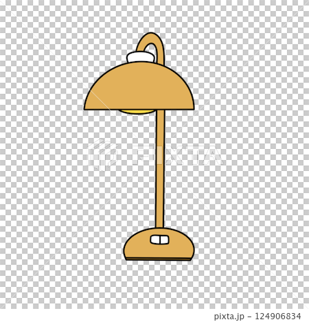 A yellow lamp with a white shade sits on a white background A yellow lamp with a white shade sits on a white background 124906834