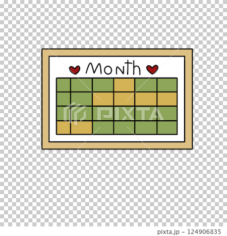 A calendar with a green and yellow background A calendar with a green and yellow background 124906835