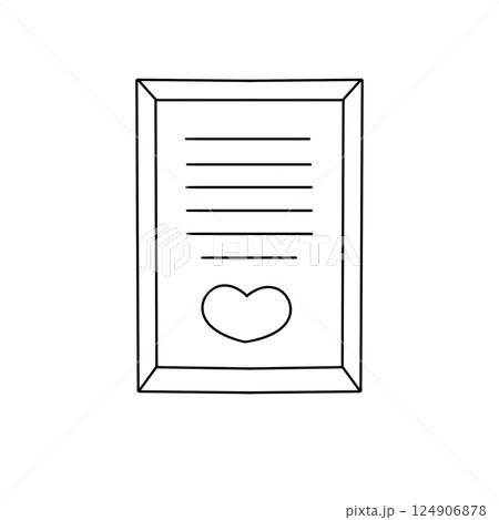A white framed card with a heart drawn on it A white framed card with a heart drawn on it 124906878