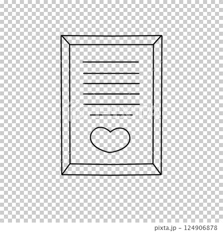 A white framed card with a heart drawn on it A white framed card with a heart drawn on it 124906878