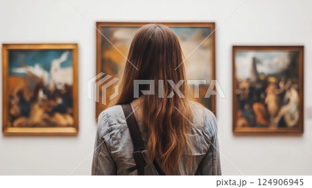 絵画を見る女性 124906945