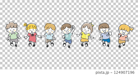 孩子們一起散步 124907196