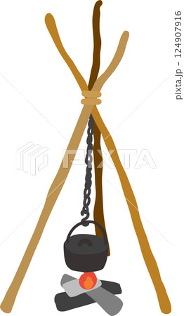 焚き火とダッチオーブン 124907916