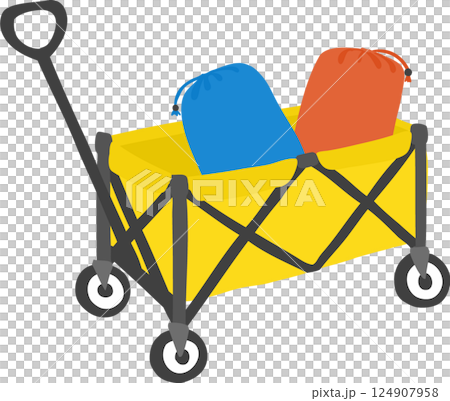 黄色のキャリーワゴン寝袋付き 124907958