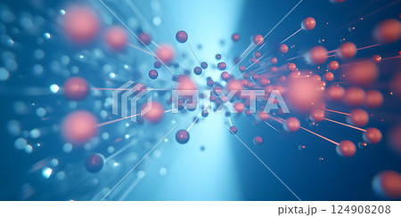 Abstract particles in motion with dynamic blue background 124908208
