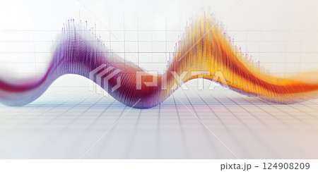 Colorful 3D data wave visualization on white background 124908209