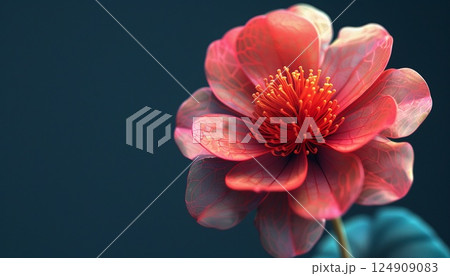 A bloom thriving, intertwined with streams of digital information 124909083