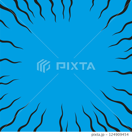 A vivid blue background featuring black lines radiating outward from it 124909454