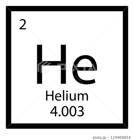Helium periodic table element chemical symbol. Vector helium atom gas icon 124909854