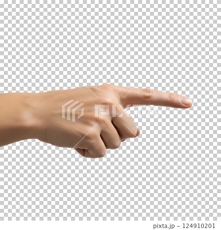 Human Hand Pointing with Index Finger Isolated on White Background 124910201