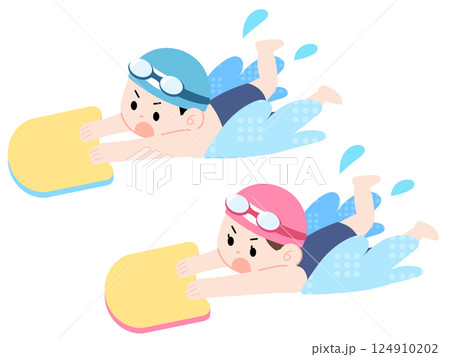 泳ぐ子どものイラスト 124910202