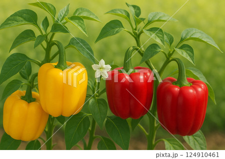 黄色と赤のパプリカ 124910461