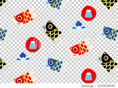 A simple and cute pattern of carp streamers and helmets 124910644