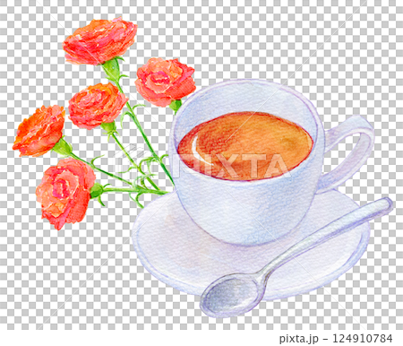 水彩イラスト　母の日ギフト　紅茶セット 124910784