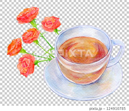 Watercolor illustration Mother's Day gift Tea set 124910785