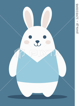 ぽっちゃりした可愛いうさぎのキャラクター ぽっちゃりした可愛いうさぎのキャラクター 124910846