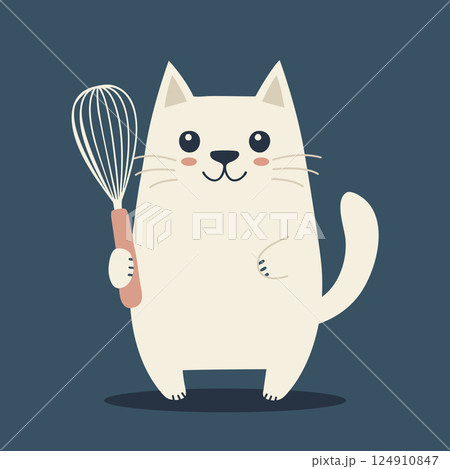 泡立て器を持った猫 124910847
