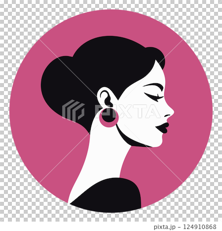 Simple icon of a woman in profile 124910868