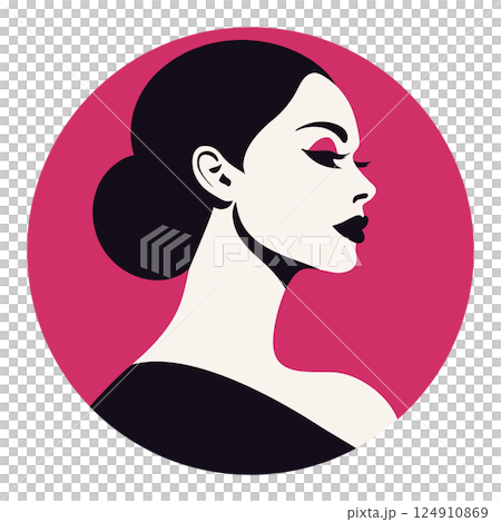 Adult woman profile simple icon 124910869