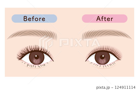 ひじきまつ毛から理想の束感へ　片目タイプ｜まつ毛のBefore→After素材 124911114