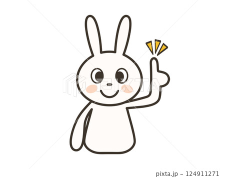 ポイントを説明するかわいいうさぎの上半身イラスト 124911271