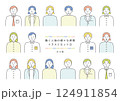 働く人物の様々な表情イラストセット2 124911854