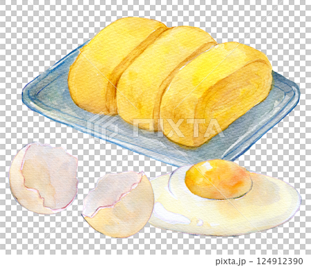 水彩イラスト　卵の価格高騰　卵焼き 124912390