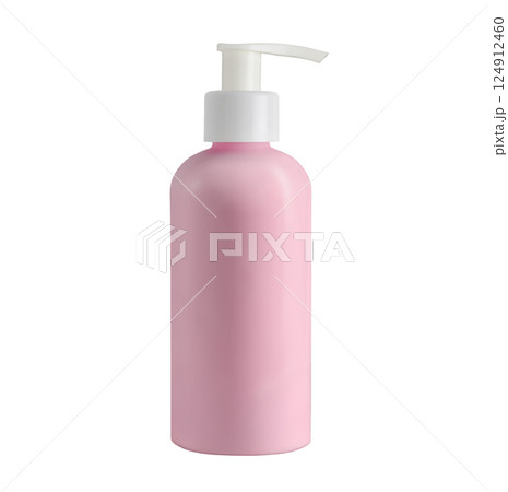 Mockup generic plastic pink pump bottle isolated on white 124912460