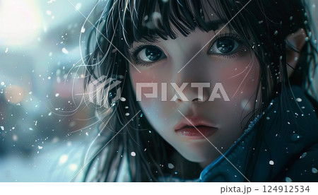 A stunning anime character in a cartoon-style scene A stunning anime character in a cartoon-style scene 124912534