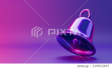 A 3D bell icon for reminder alerts on a purple background, ideal for app or website UI A 3D bell icon for reminder alerts on a purple background, ideal for app or website UI 124912647