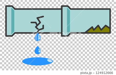 Illustration of water leakage from pipes and water pipes due to deterioration over time or poor construction Illustration of water leakage from pipes and water pipes due to deterioration over time or poor construction 124912666