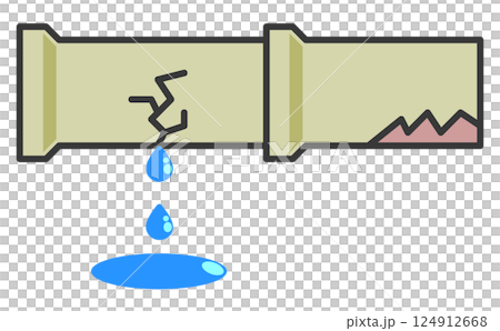Illustration of water leakage from pipes and water pipes due to deterioration over time or poor construction 124912668