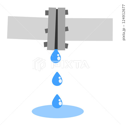 経年劣化や施工不良で配管や水道管から漏水するトラブルのイラスト 124912677