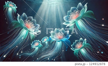深海で光るクラゲのような花 深海で光るクラゲのような花 124912878