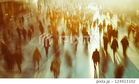 通りを歩く人々 124913102