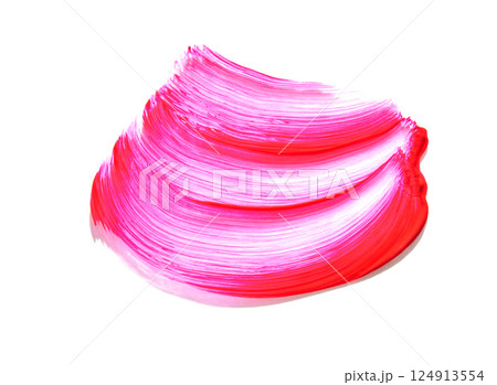 Vibrant red and pink paint brushstroke on white background showing dynamic Vibrant red and pink paint brushstroke on white background showing dynamic 124913554