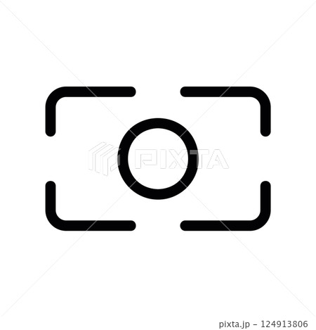 Camera focus frame icon with central circle representing targeting or selection Camera focus frame icon with central circle representing targeting or selection 124913806