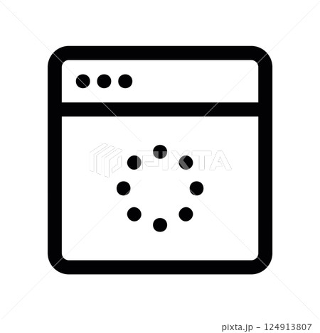 Application window with loading spinner indicating processing or waiting state Application window with loading spinner indicating processing or waiting state 124913807
