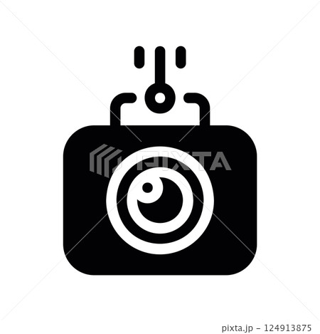 Compact action camera style device with mounting bracket and lens focus rings Compact action camera style device with mounting bracket and lens focus rings 124913875