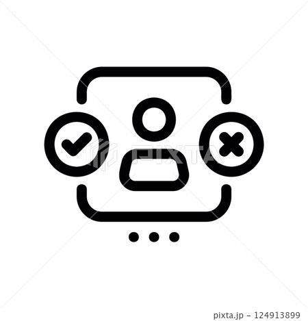 Outline user profile interface with options for approve, reject, or pending status Outline user profile interface with options for approve, reject, or pending status 124913899