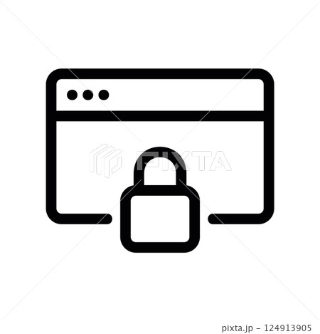 Outline application window with padlock icon signifying secure connection status Outline application window with padlock icon signifying secure connection status 124913905