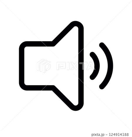 Speaker symbol with two sound waves representing medium audio volume level 124914188