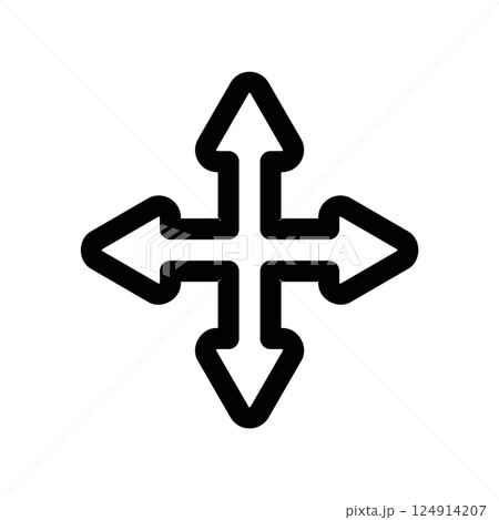 Four directional arrow cross symbol for movement, navigation or expansio Four directional arrow cross symbol for movement, navigation or expansio 124914207