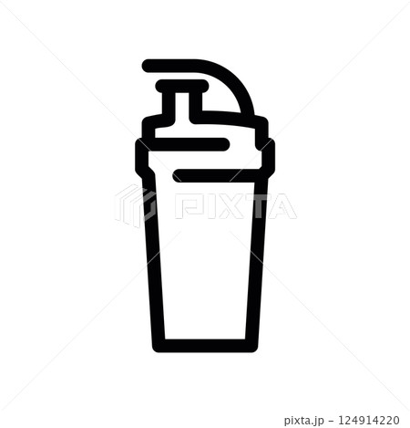 Sports shaker bottle outline icon for mixing protein or supplement drinks Sports shaker bottle outline icon for mixing protein or supplement drinks 124914220